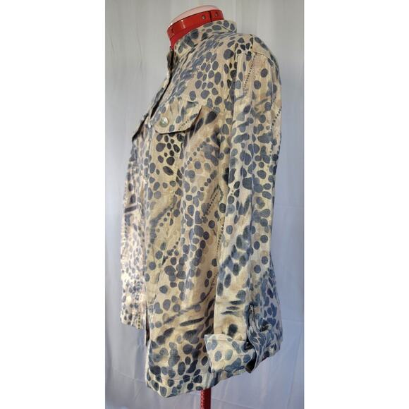 Flat Pearl Style Button Up Animal Print Long Sleeve Top Size Large - Picture 4 of 10
